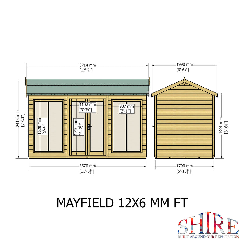 Mayfield Summerhouse 12'x6' in T&G