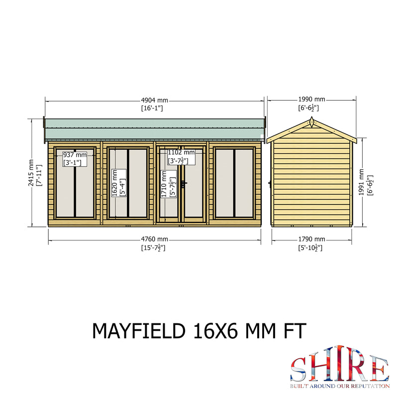 Mayfield Summerhouse 16'x6' in T&G