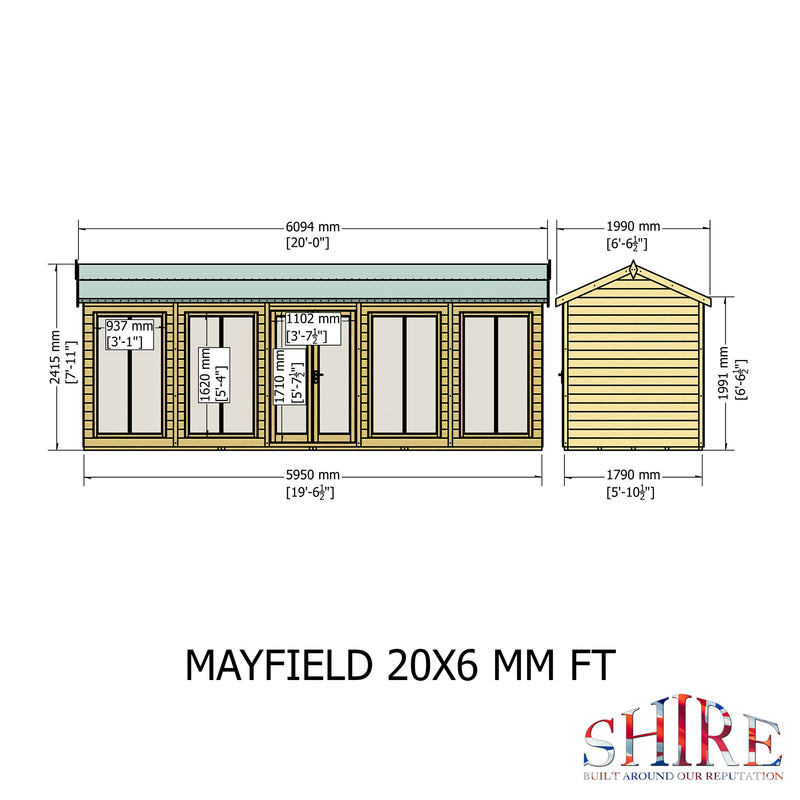 Mayfield Summerhouse 20'x6' in T&G