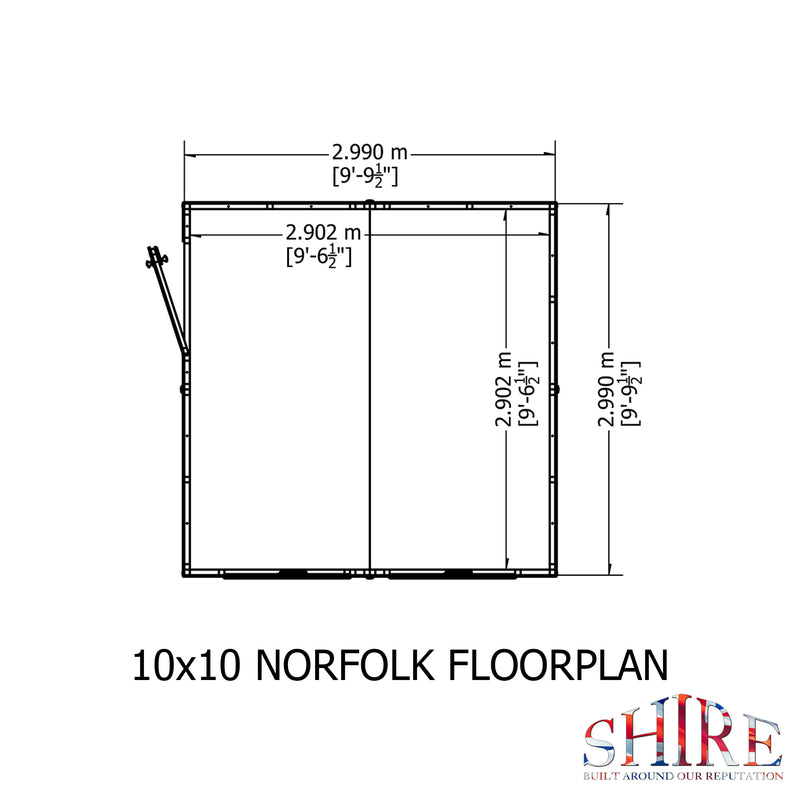 Goodwood Norfolk (10' x 10') Professional Tongue and Groove Pent Shed