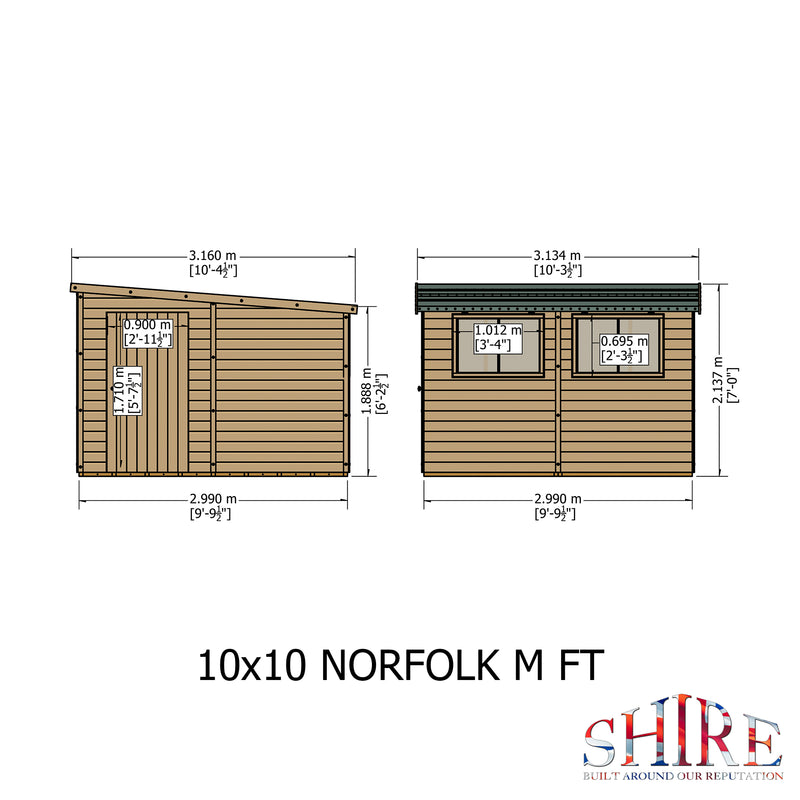 Goodwood Norfolk (10' x 10') Professional Tongue and Groove Pent Shed