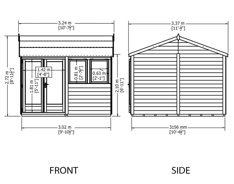 Garden Studio / Office (10' x 10') in 20mm Superlap