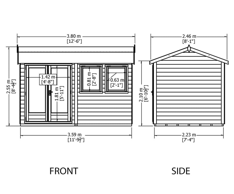 Garden Studio / Office (12' x 7') in 20mm Superlap