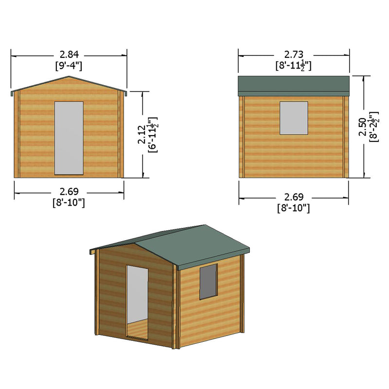 Danbury Log Cabin - Various Sizes Available