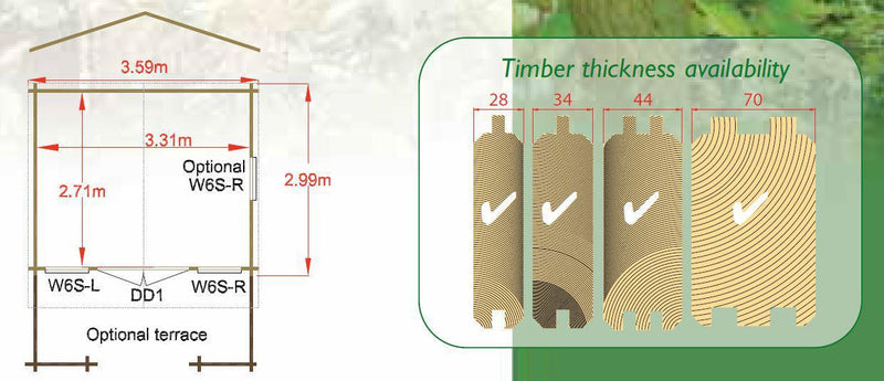 Grizedale Log Cabin - Various Sizes Available