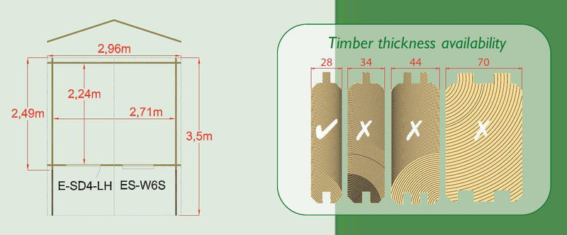 Hopton Log Cabin - Various Sizes Available