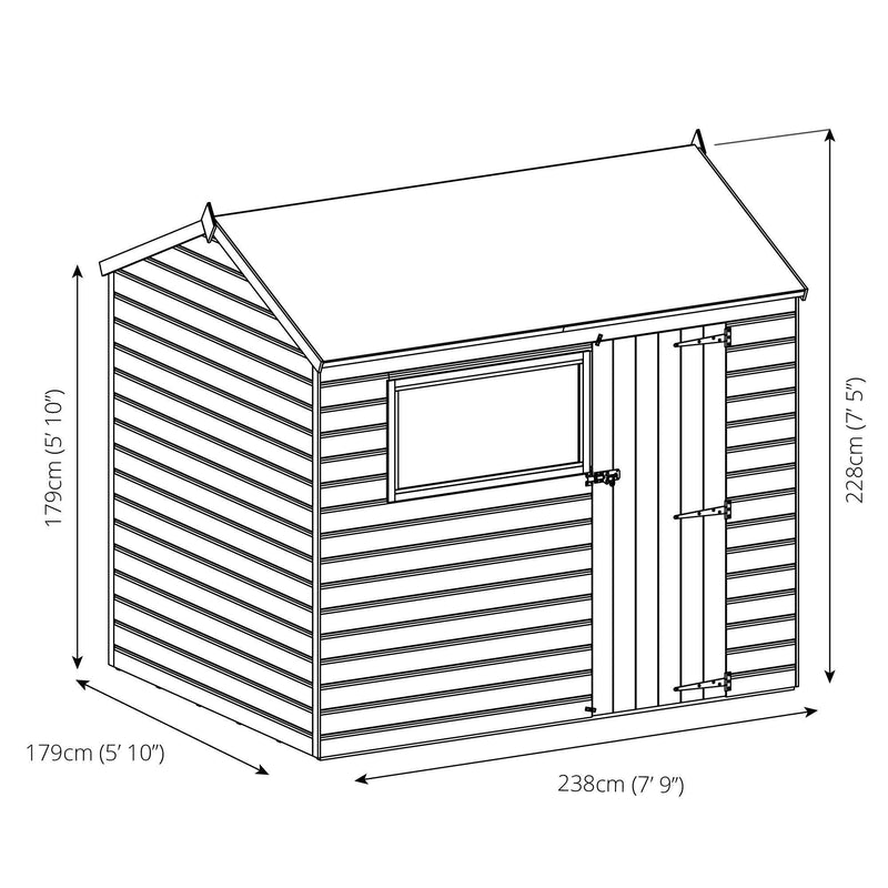 8'x6' Overlap Reverse Apex Shed