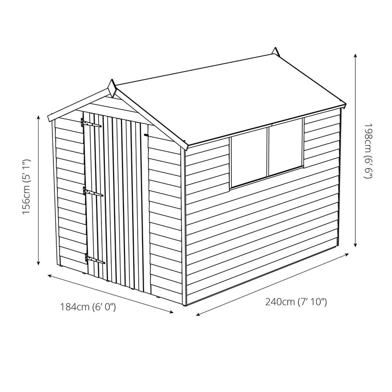 8'x6' Overlap Apex Shed
