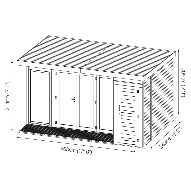 12'x8' Shiplap T&G Combi Summerhouse